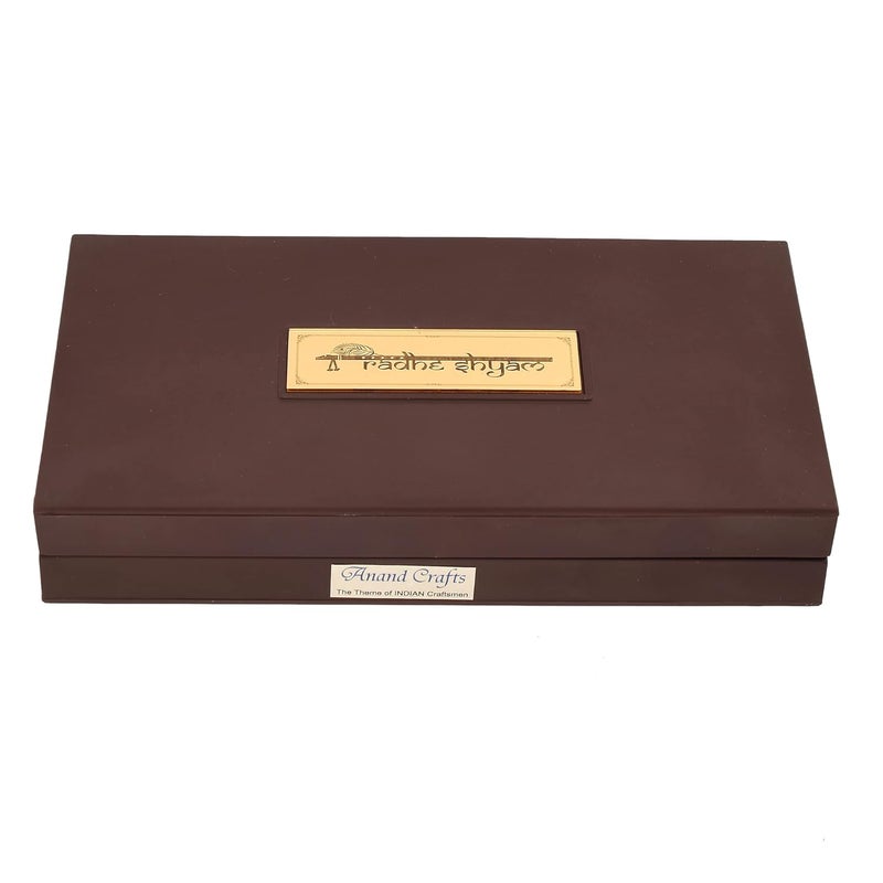 Piepot Gold Plated Radhe Shyam Charan Paduka Devotional Prayer Box Wooden Momento with Natural Fragrance Decorative Showpiece Box Packing Charan Paduka Diwali Gift - Image 5
