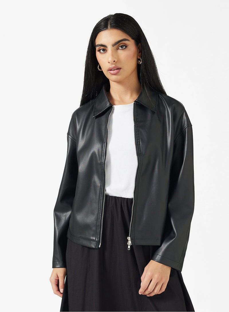 ELLA PU Boxy Jacket - Image 1