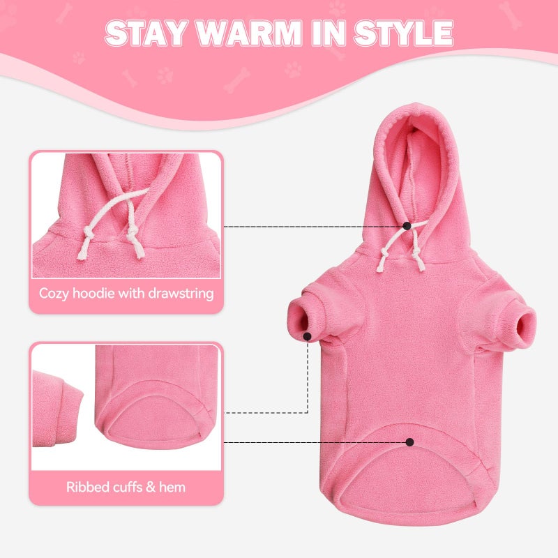 Waoduld Dog Sweaters for Large Dogs,Dog Hoodie,Warm Fleece Sweatshirt with Hood & Pocket,Leash Hole,Cozy Cold Weather Pet Clothes Sweater Hoodie for Large Dogs(Pink,L) - Image 5