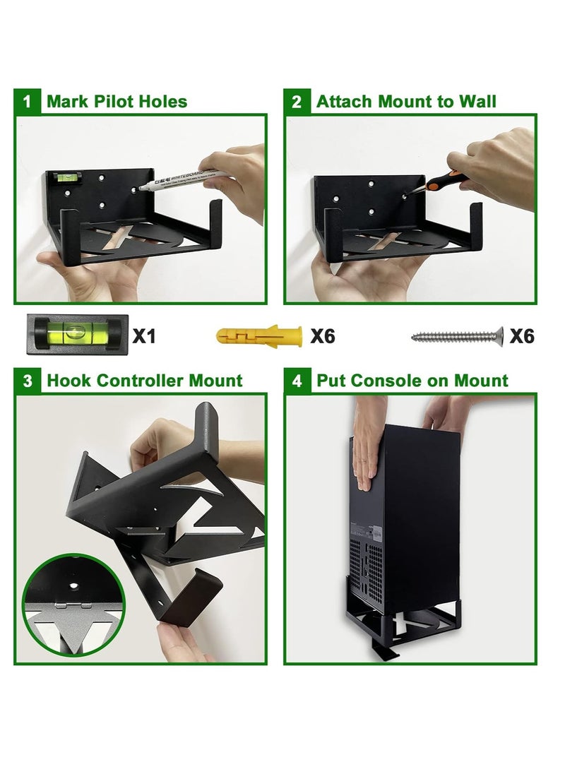 General - Wall mounts for the Xbox Series X (mount the console and controller on the wall near or behind the TV, power button left/right), wall mounts for the XSX - Image 1