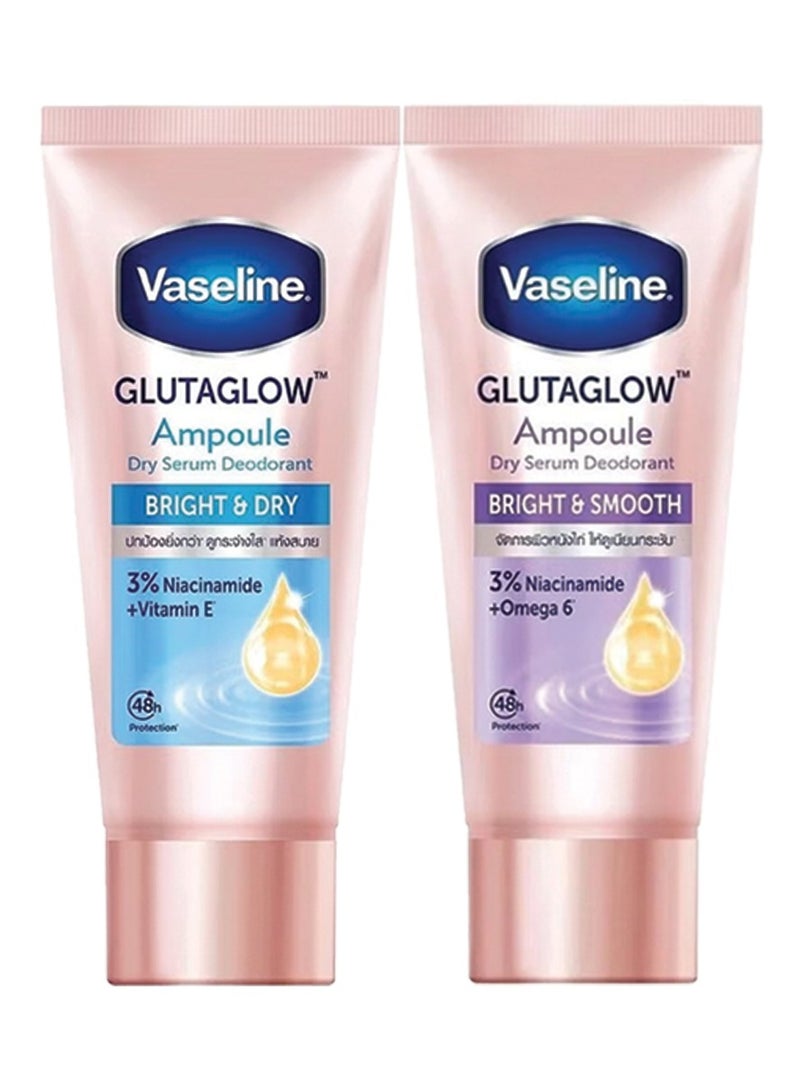 فازلين مجموعة جلوتاجلو مكونة من أمبولات مزيلة لرائحة العرق برايت دراي وأمبولات مشرقة وناعمة، كل منها 45 مل