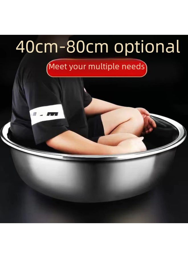 304 Stainless Steel Basin Multi-purpose Basin Large Dish Basin Thickened Soup Basin Canteen Soup Bowl Commercial Bucket Basin-Specifications:Thickened Magnetic {410 Stainless Steel}-Color:32cm Basin