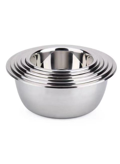 304 Stainless Steel Basin Multi-purpose Basin Large Dish Basin Thickened Soup Basin Canteen Soup Bowl Commercial Bucket Basin-Specifications:Thickened Magnetic {410 Stainless Steel}-Color:32cm Basin