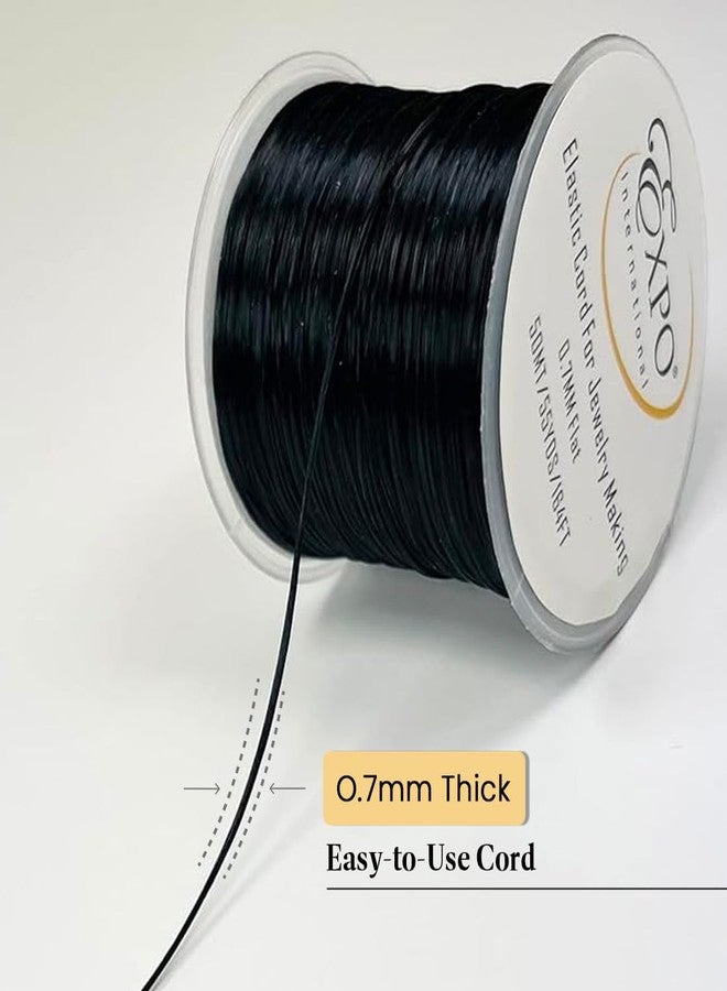 Expo International Elastic String Cord, 0.7 mm Wide Premium Stretchy String Cord for Jewelry Making, Thin Bracelet Cord, Versatile Jewelry Cord, Roll/Spool of 50 Meters, Black - Image 3