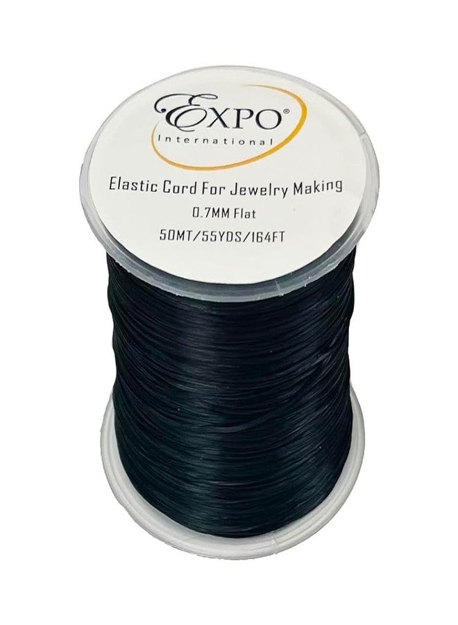 Expo International Elastic String Cord, 0.7 mm Wide Premium Stretchy String Cord for Jewelry Making, Thin Bracelet Cord, Versatile Jewelry Cord, Roll/Spool of 50 Meters, Black - Image 1