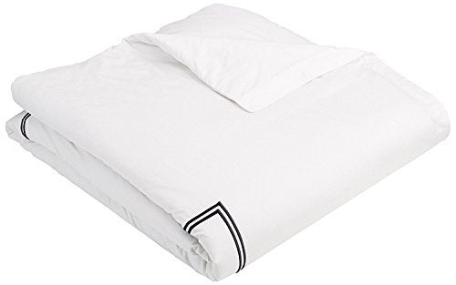 BedDecor Luxury Soft Brushed 400-Thread-Count Egyptian Cotton Embroidered Duvet Cover Set with Beautiful 2-Stripe Embroidery - - Full/Queen - White/Black - Image 2