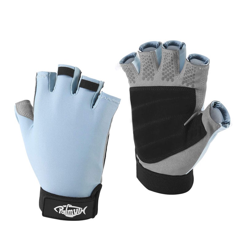 Palmyth UV Fishing Gloves Sun Protection Fingerless Kayaking Glove Men Women UPF 50+ SPF for Sailing, Hiking, Paddling, Canoeing, Rowing, Driving (Light Gray, Large) - Image 1