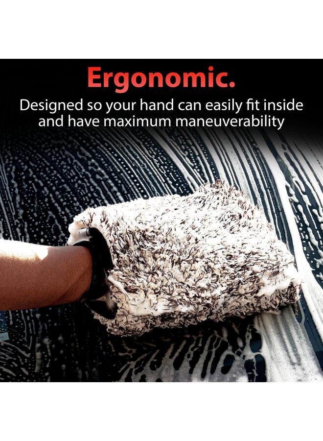قفاز غسيل السيارات من الألياف الدقيقة، إسفنجة سيارة ملفوفة بقطعة قماش ناعمة من الألياف، غسيل آمن مع أي صابون سيارة، دلو، قاذف رغوة، لوازم تنظيف أخرى، أسود وأبيض - Image 4