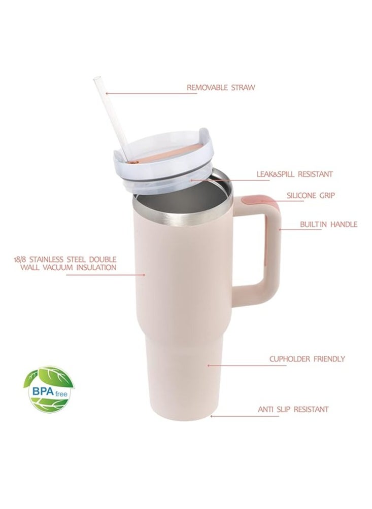 Arabest - Stainless Steel Vacuum Insulated Tumbler 40oz In-car Mug Easy to Hold With a Reusable Straw - Image 1