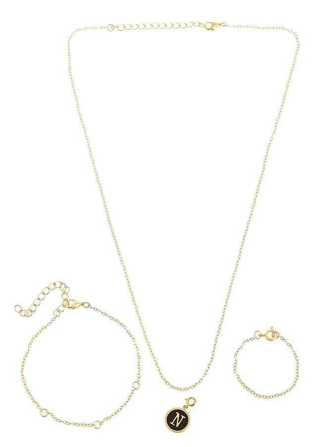 VOYLLA Valentine's Day Collection Alphabet N Black Enamel Charm