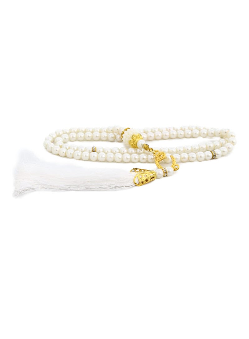 RR BRAND 3 Pieces Prayer 99 Beads ( Misbah ) Pearl Shape White Color 26.5 CM - Image 3