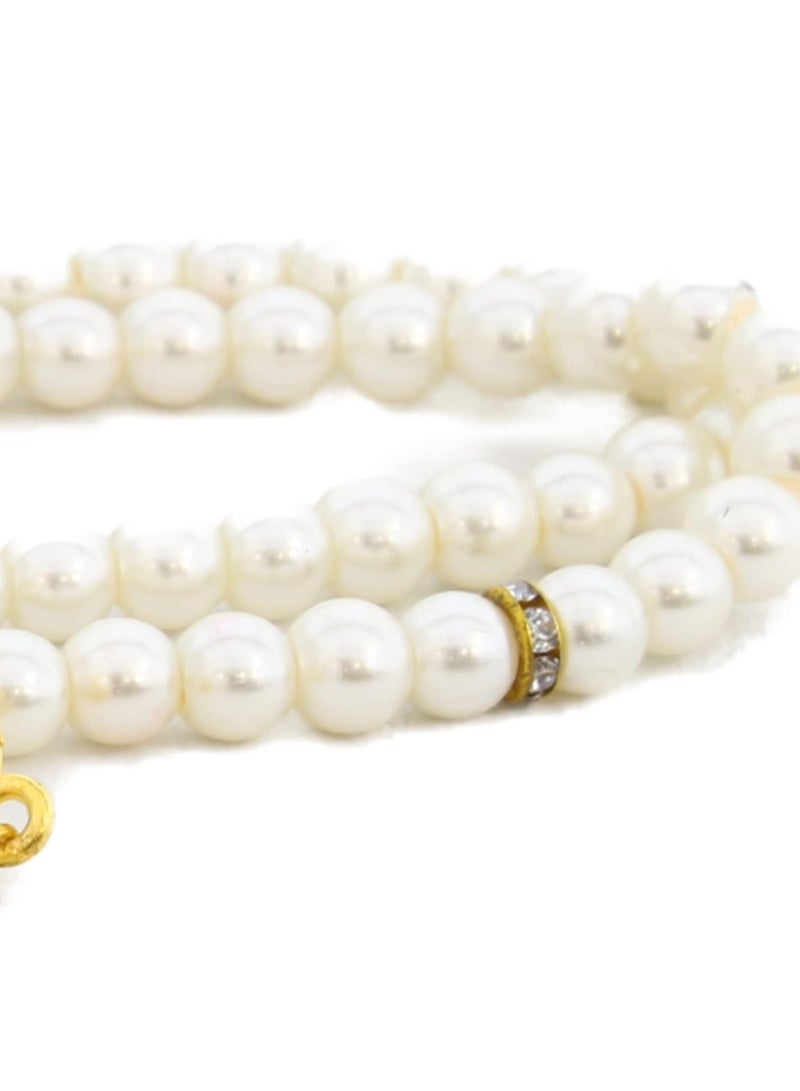 RR BRAND 3 Pieces Prayer 99 Beads ( Misbah ) Pearl Shape White Color 26.5 CM - Image 4