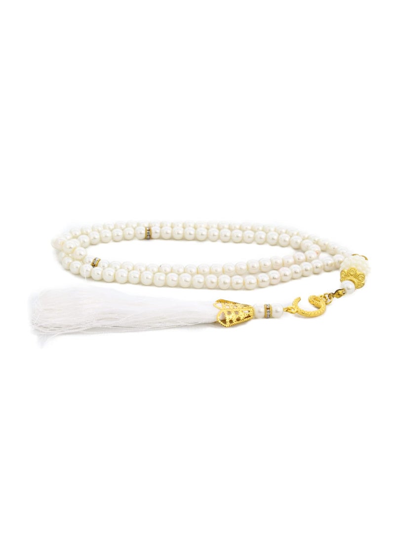 RR BRAND 3 Pieces Prayer 99 Beads ( Misbah ) Pearl Shape White Color 26.5 CM - Image 2
