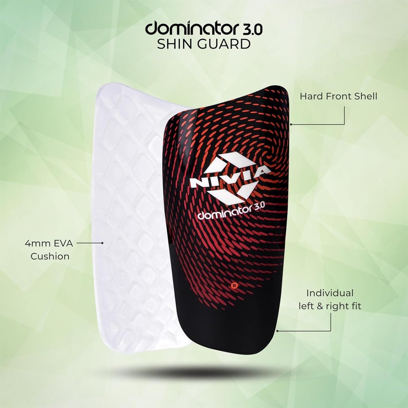 Nivia Dominator Football Shin Guards with Sleeves, Large (Black/Orange) - Image 2