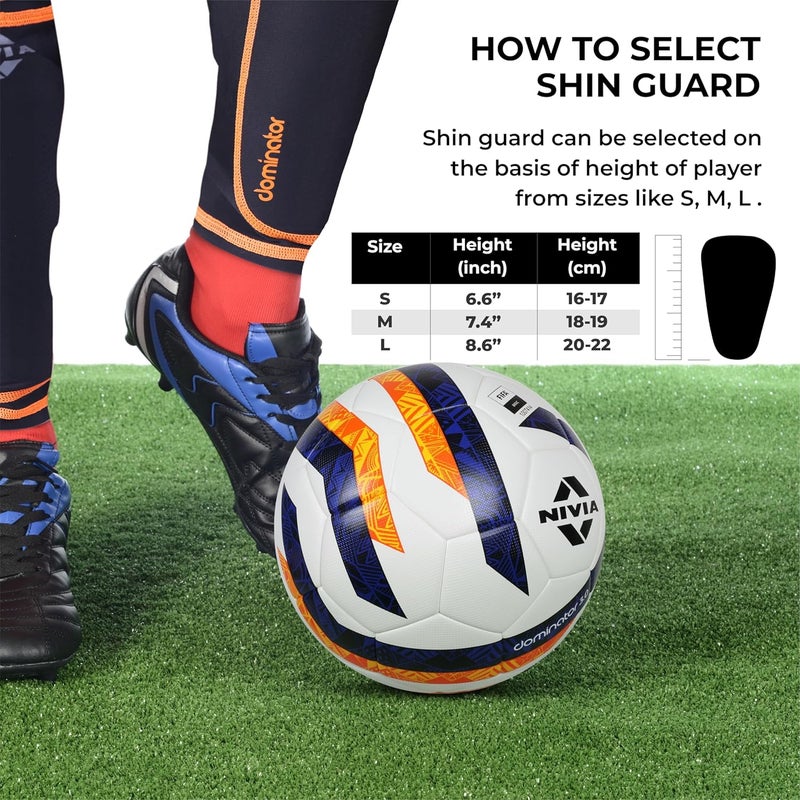 Nivia Dominator Football Shin Guards with Sleeves, Large (Black/Orange) - Image 5