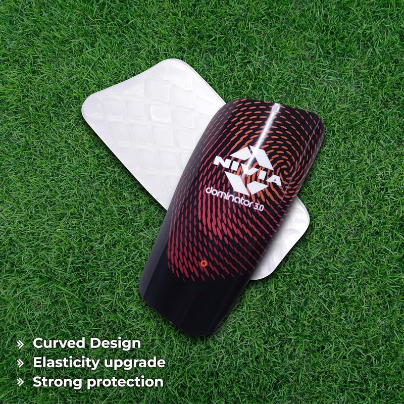 Nivia Dominator Football Shin Guards with Sleeves, Large (Black/Orange) - Image 3
