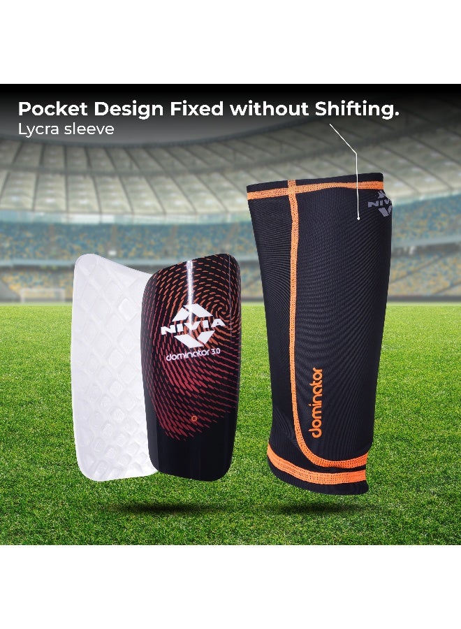 نيفيا واقيات ساق كرة القدم من دوميناتور بأكمام، مقاس كبير (أسود/برتقالي) - Image 4