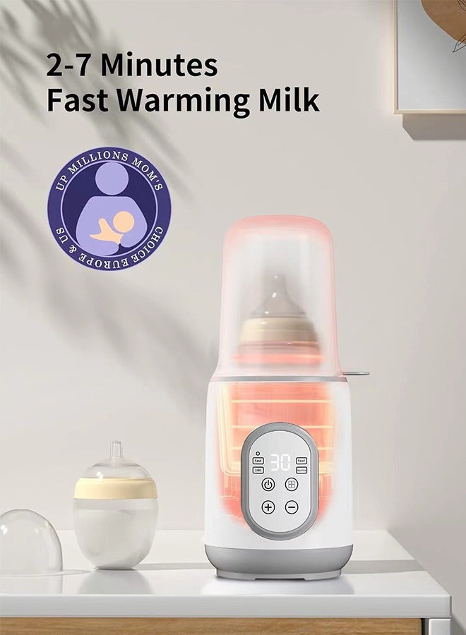 Baby Bottle Warmer, 8-in-1 Fast Multi-Functional Bottle Sterilizer and Food Heater with Timer for Breastmilk or Formula Accurate Temperature Control with Defrost Keep Heat Baby Food Jars Function - Image 3