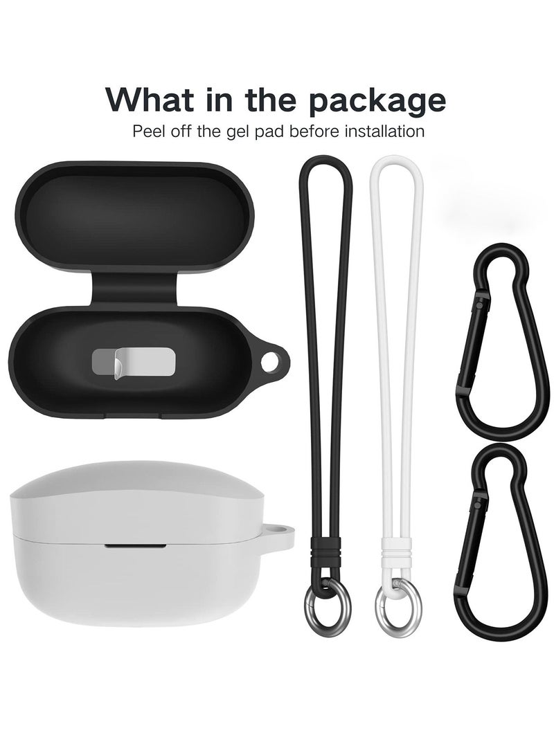 KASTWAVE KASTWAVE Headphone Cover for Sony WF1000XM4 with Carabiner and Silicone Hand Strap AllInclusive Protection Shockproof AntiSlip AntiFingerprint 2Pack (Black+White)  - Image 2