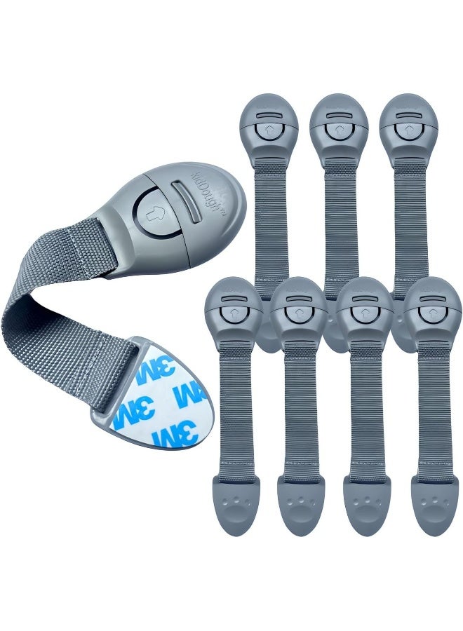 كيد دو أقفال أمان لأثاث الأطفال من كيد دو - حزمة من 8 أقفال رمادية، أقفال أمان للأطفال للأدراج والخزائن والثلاجة وقفل الخزانة، منتج حماية للأطفال، أقفال أمان قوية ولاصقة - Image 1