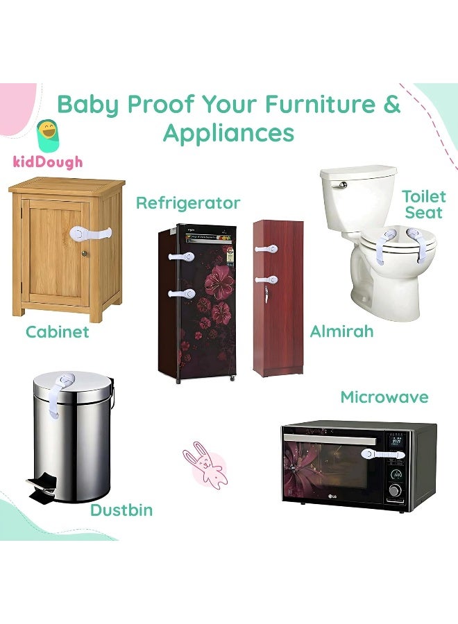 كيد دو أقفال أمان لأثاث الأطفال من كيد دو - حزمة من 8 أقفال رمادية، أقفال أمان للأطفال للأدراج والخزائن والثلاجة وقفل الخزانة، منتج حماية للأطفال، أقفال أمان قوية ولاصقة - Image 4