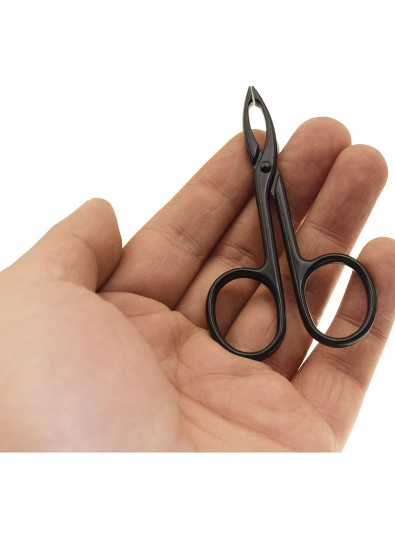 Goolsky 2 Pieces Tweezers Scissor Handle Straight Tip Scissor Shaped Eyebrows Tweezers for Hair Plucker Remover Facial Hair Eyebrows Care (Silver and Black) - Image 4