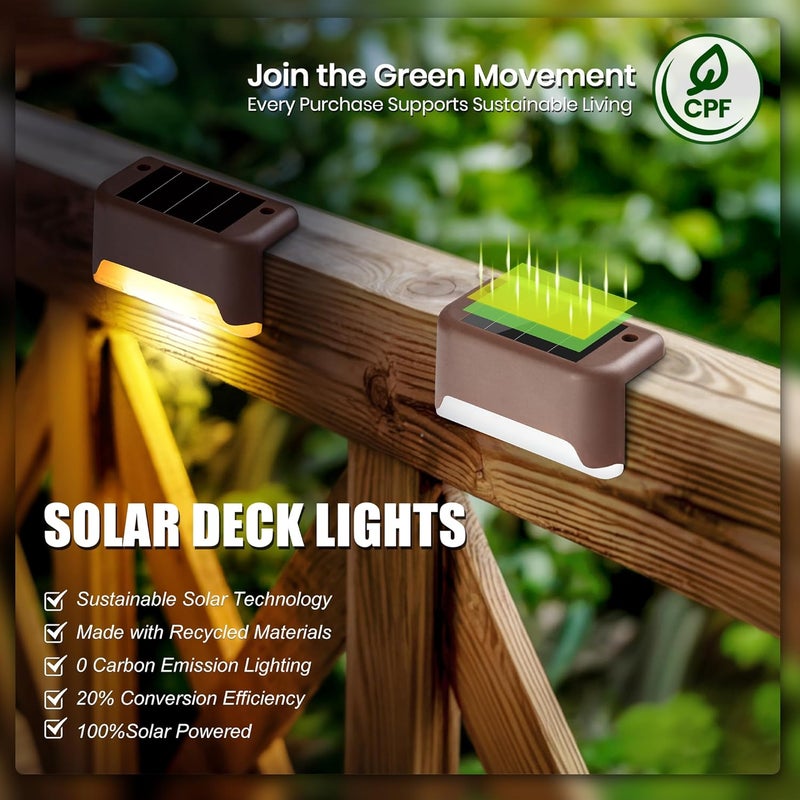 SOLPEX 20 Pack Solar Deck Lights Outdoor, Waterproof Led Lights for Outdoor Stairs, Step, Fence, Yard, Patio, and Pathway(Warm White) - Image 1