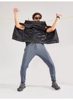 Maniac Maniac Men Printed 95% Polyester 5% Lycra French Terry fabric Dark Grey Slim Fit Trackpant  - Image 4