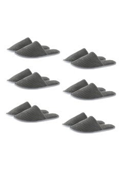 Yuwell SPA Slippers 6 Pair Disposable Bathroom Slippers Thick Soft Cotton Velvet Hotel Slippers For Home And Travel Unisex Slipper Men And Women Slippers Universal Size UK 10-11 EU 44-45 Fit Grey  - Image 1