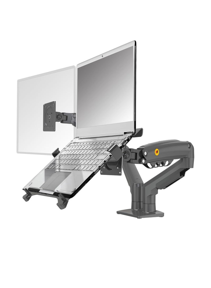NB North Bayou F160-FP Dual Monitor & Laptop Arm - Black - Image 1
