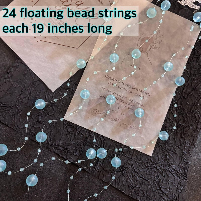 TeaSu 24Pcs Floating Bead String for Floating Candle Centerpieces, Colorful Pearl Bead for Vase Filler, Table Centerpiece, Wedding Reception and Home Decoration - Blue Green - Image 5