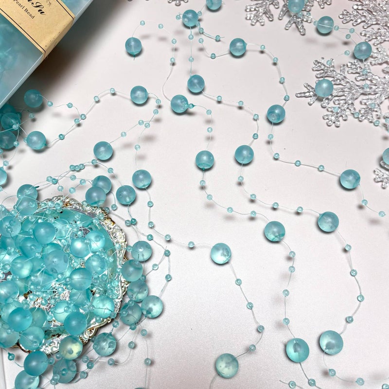 TeaSu 24Pcs Floating Bead String for Floating Candle Centerpieces, Colorful Pearl Bead for Vase Filler, Table Centerpiece, Wedding Reception and Home Decoration - Blue Green - Image 3