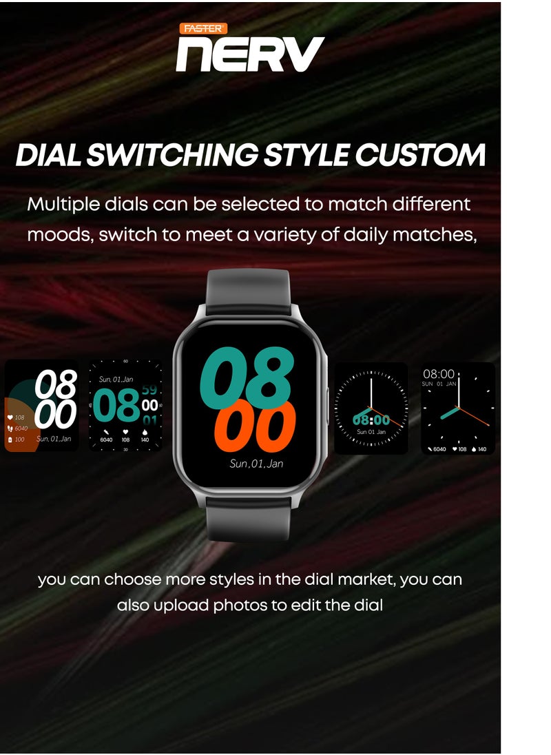 Smart Watch Pro - 2.04" AMOLED Always-On Display, Bluetooth Calling, Fitness Tracking, Sports Modes, Heart Rate & Sleep Monitoring, IP68 Waterproof, 260mAh Battery, Android & iOS Compatible