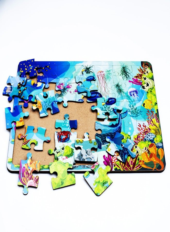 CRAFTICK Aquarium Fishes Wooden Jigsaw Puzzle for 3+ Kids, 35 Piece, Underwater Animals Wooden Toys, Educational Floor Puzzle Game, Toy for improving Memory & Problem Solving - Image 2