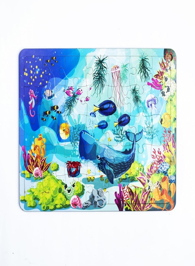 CRAFTICK Aquarium Fishes Wooden Jigsaw Puzzle for 3+ Kids, 35 Piece, Underwater Animals Wooden Toys, Educational Floor Puzzle Game, Toy for improving Memory & Problem Solving - Image 1