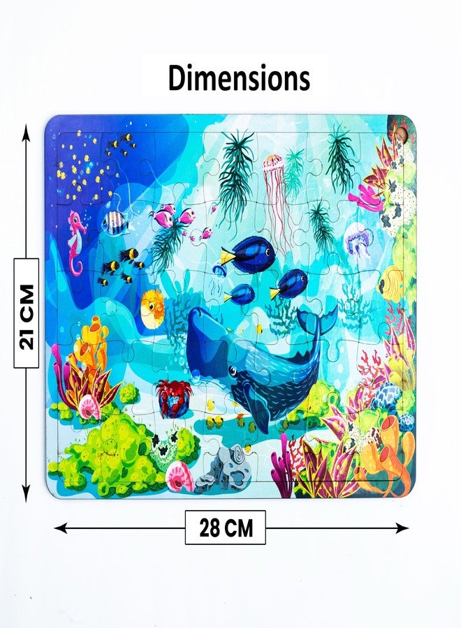 CRAFTICK Aquarium Fishes Wooden Jigsaw Puzzle for 3+ Kids, 35 Piece, Underwater Animals Wooden Toys, Educational Floor Puzzle Game, Toy for improving Memory & Problem Solving - Image 3