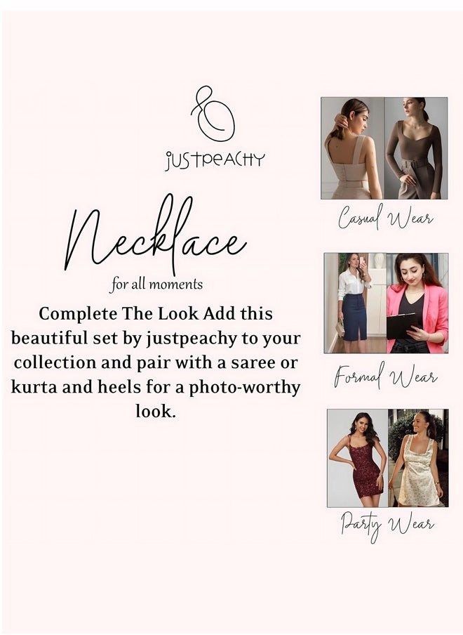Just Peachy Just Peachy White Embellished Choker Necklace – Elegant Crystal Accents, Adjustable Fit, Lightweight & Comfortable, Hypoallergenic Jewelry for Women, Perfect for Casual & Formal Occasions  - Image 5