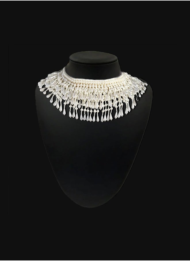 Just Peachy Just Peachy White Embellished Choker Necklace – Elegant Crystal Accents, Adjustable Fit, Lightweight & Comfortable, Hypoallergenic Jewelry for Women, Perfect for Casual & Formal Occasions  - Image 3
