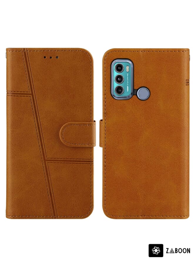 Zaboon Protective Case Cover For Motorola Moto G40 / G60 Stitching Calf Texture Buckle Leather - Image 1