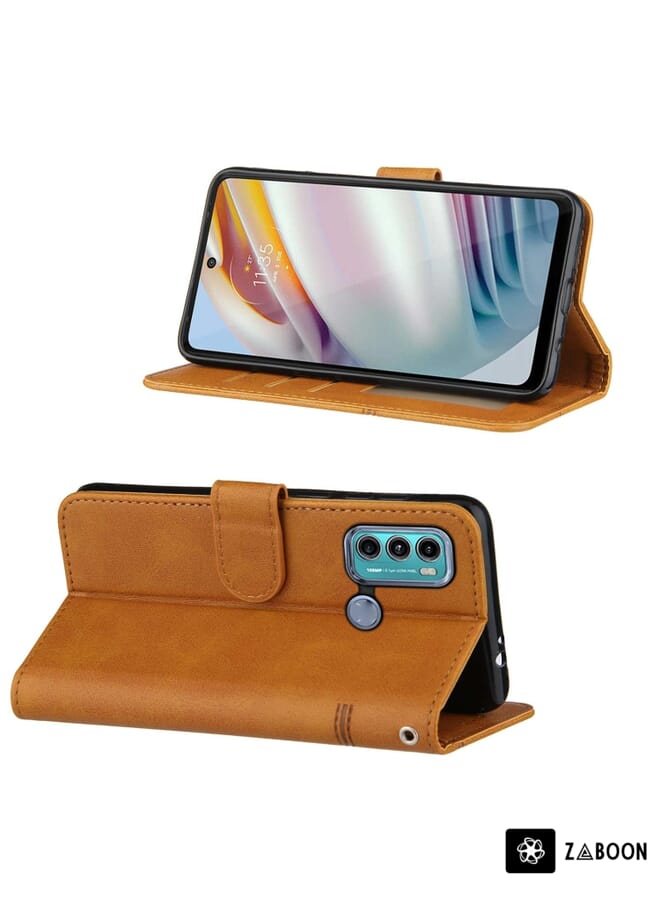 Zaboon Protective Case Cover For Motorola Moto G40 / G60 Stitching Calf Texture Buckle Leather - Image 2