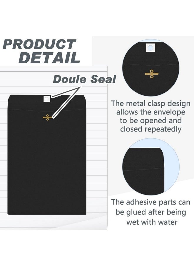 Geyee Geyee 100 Pcs Clasp Envelopes Manilla Envelopes Gummed Mailing Envelopes for Storing or Mailing Colored Envelopes for Home Office Business Supplies(Black,6 x 9 Inch)  - Image 3