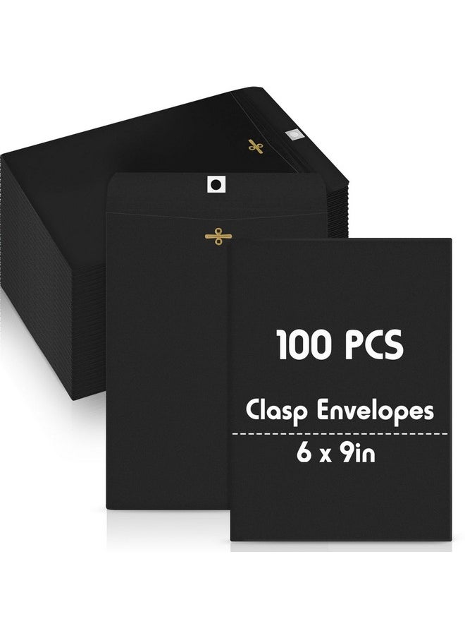 Geyee Geyee 100 Pcs Clasp Envelopes Manilla Envelopes Gummed Mailing Envelopes for Storing or Mailing Colored Envelopes for Home Office Business Supplies(Black,6 x 9 Inch)  - Image 1