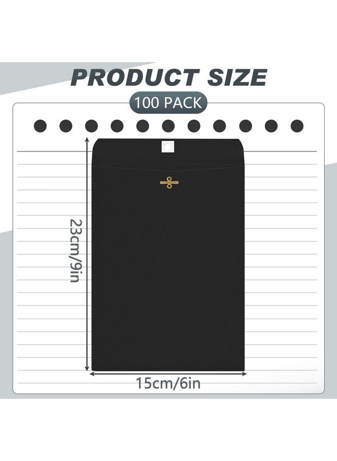 Geyee Geyee 100 Pcs Clasp Envelopes Manilla Envelopes Gummed Mailing Envelopes for Storing or Mailing Colored Envelopes for Home Office Business Supplies(Black,6 x 9 Inch)  - Image 2
