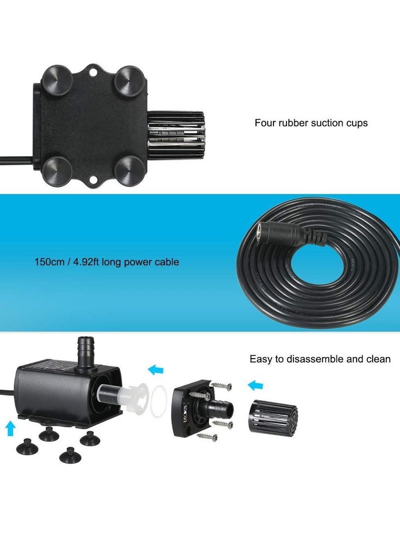 Y&D Submersible Fountain Pump with Flow Adjustment Function, DC 12V 10W, 400L/H, Lift 400cm, Ultra-Quiet Brushless Mini Water for Home Garden Transpor  - Image 3