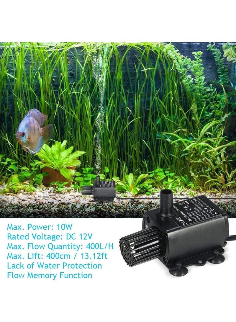 Y&D Submersible Fountain Pump with Flow Adjustment Function, DC 12V 10W, 400L/H, Lift 400cm, Ultra-Quiet Brushless Mini Water for Home Garden Transpor  - Image 2