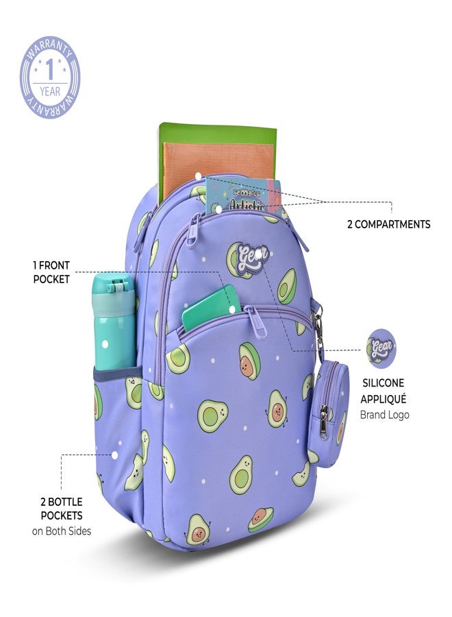 Gear Avacado 3 Compartment Backpack 15"/21L Small Water Resistant School Bag/Casual Backpack/Daypack/Kids Bag for Boys/Girls (Purple-Green) - Image 4