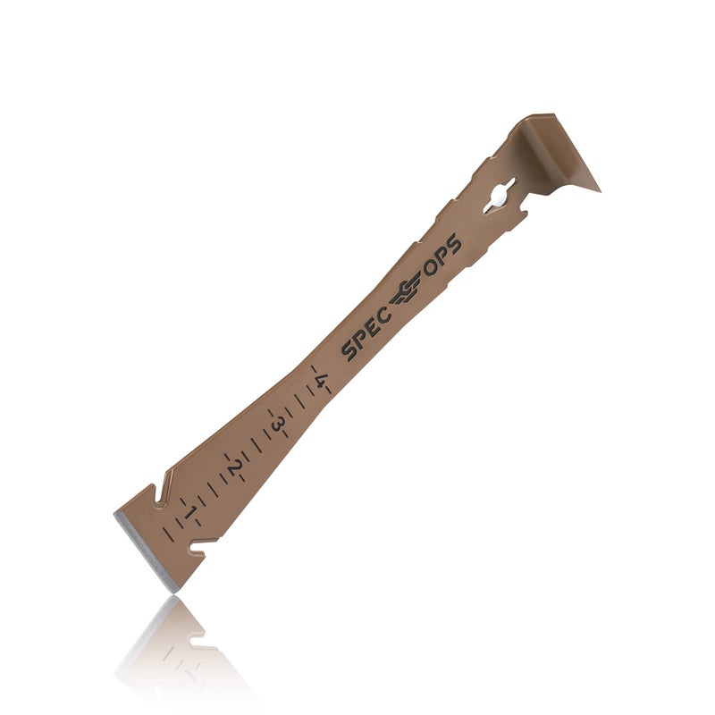 Spec-Ops Spec Ops Tools 9.5" Trim Bar, Pry Bar, High Carbon Spring Steel, Built in Ruler and Pry Bar, Beveled Edges, Nail Puller, 3% Donated to Veterans - Image 1
