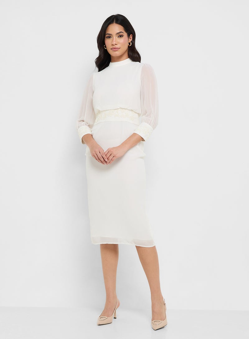 هوب اند ايفي فستان أنيق بأكمام شفافة - Image 1