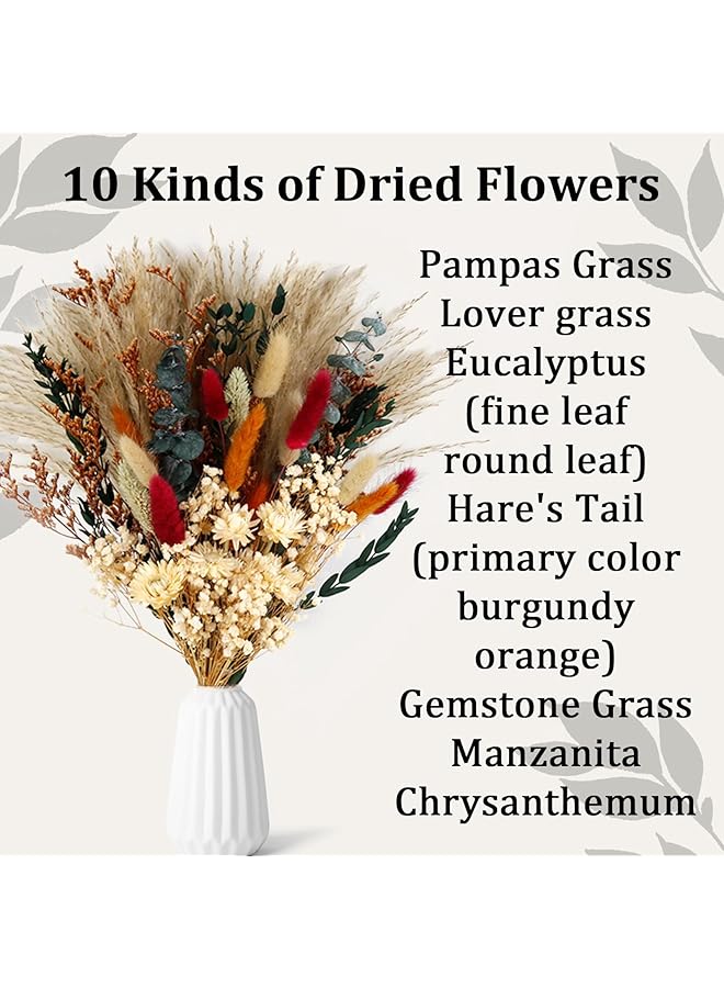 Generic Dried Flower Bouquet – 17 Inch Natural Dried Pampas Grass With Bunny Tails Eucalyptus And Reed Grass For Fall Home Decor Perfect For Table Or Mantel Arrangements  - Image 3