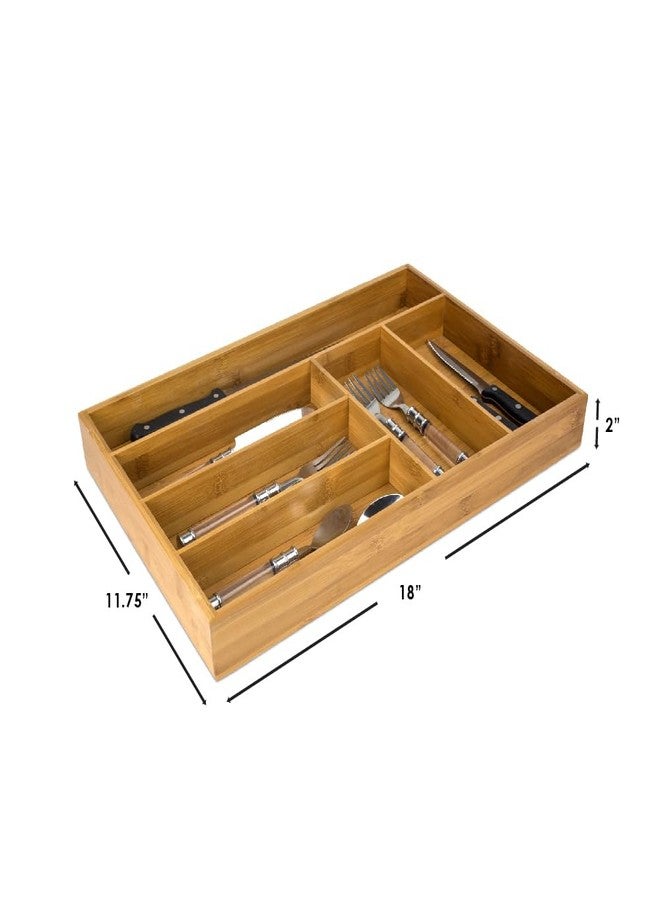 Home Basics Large Bamboo Cutlery Tray - Image 3